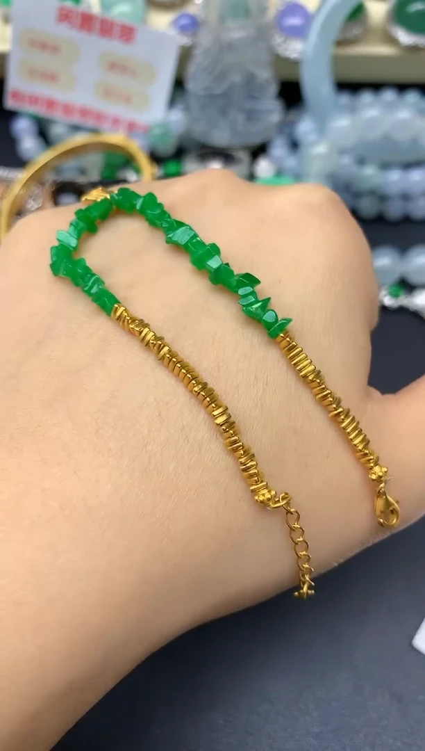 足金镶嵌手链翡翠47-翡翠雪姐天天见