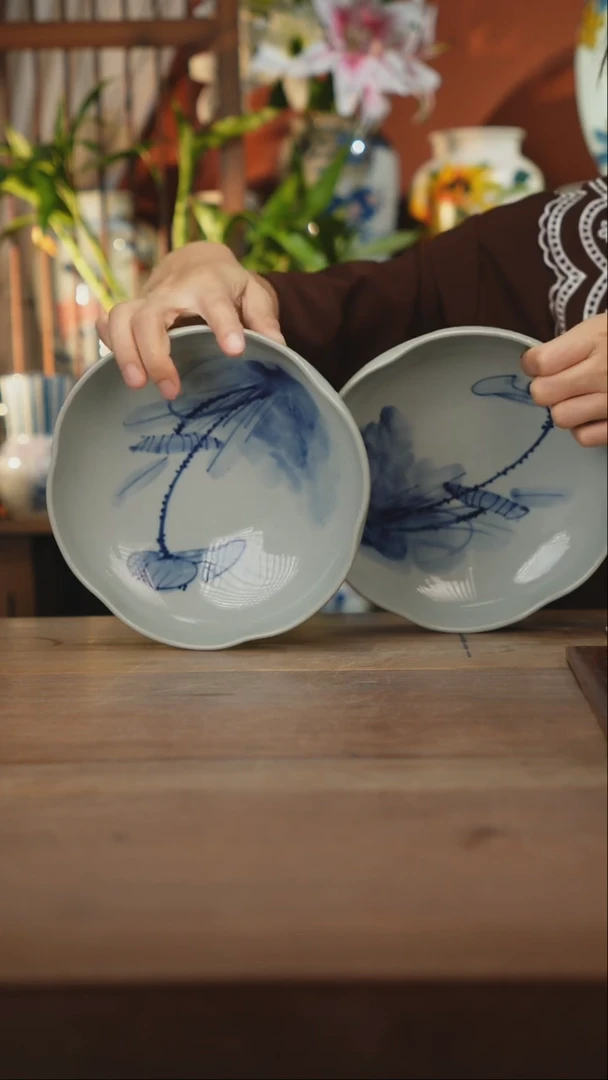 瓷片景德镇设计师釉下手绘陶瓷餐具