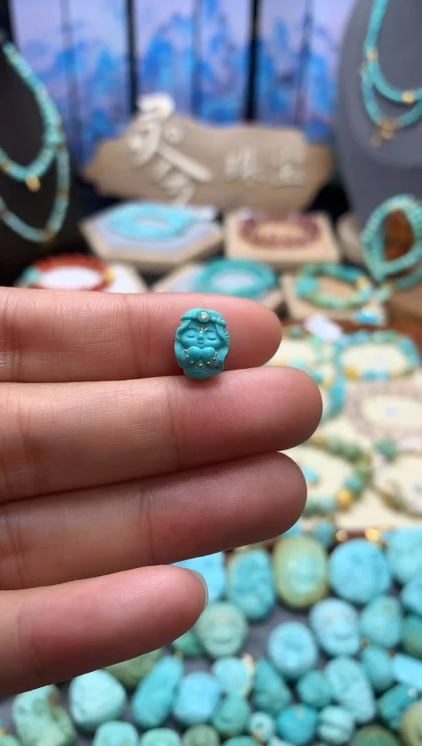 【闪购商品】绿松石挂件未镶嵌高瓷绿松石精工美人鱼