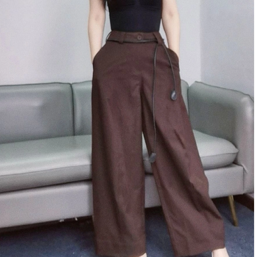 《谢小妹》小众设计秋款时尚百搭高腰显瘦阔腿裤