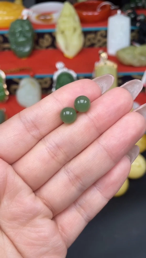 和田玉银S925镶嵌耳饰耳饰f100