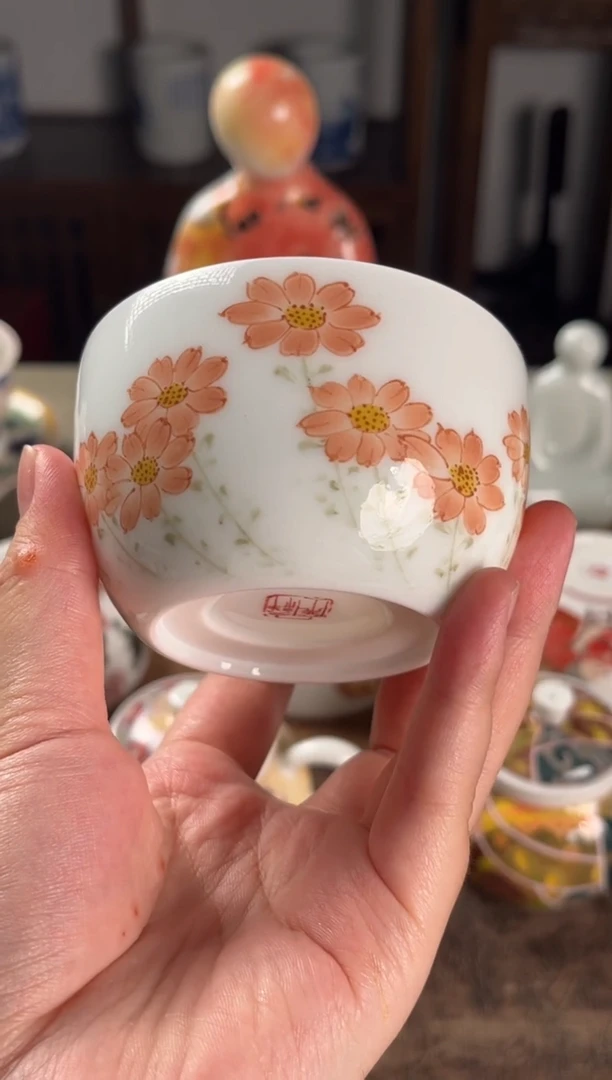 景德镇文祥窑手工釉下彩陶瓷单杯