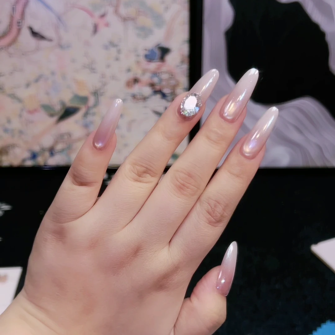 【少女梦12片】2025裸色通勤猫眼纯手工穿戴甲猫眼穿戴甲原创款美甲