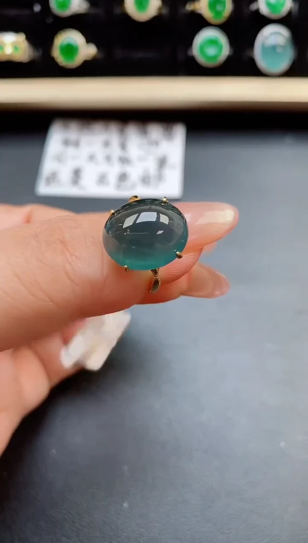 翡翠戒指银S925镶嵌21321