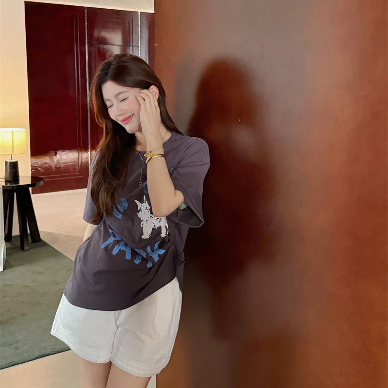 YPP！【涂鸦小狗T】 iu同款涂鸦小狗印花宽松百搭T恤夏季上衣