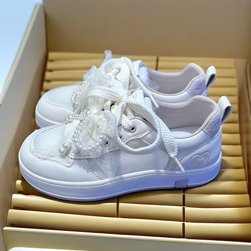 夏季新款真皮加网轻便透气休闲板鞋女单网百搭舒适平底小白鞋女