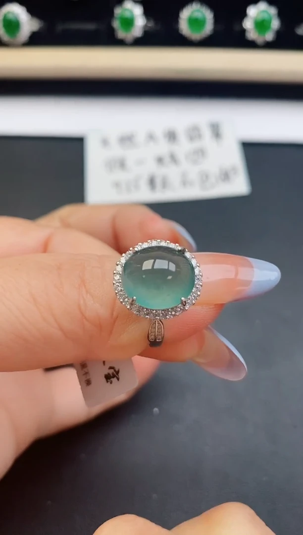 翡翠戒指银S925镶嵌4070