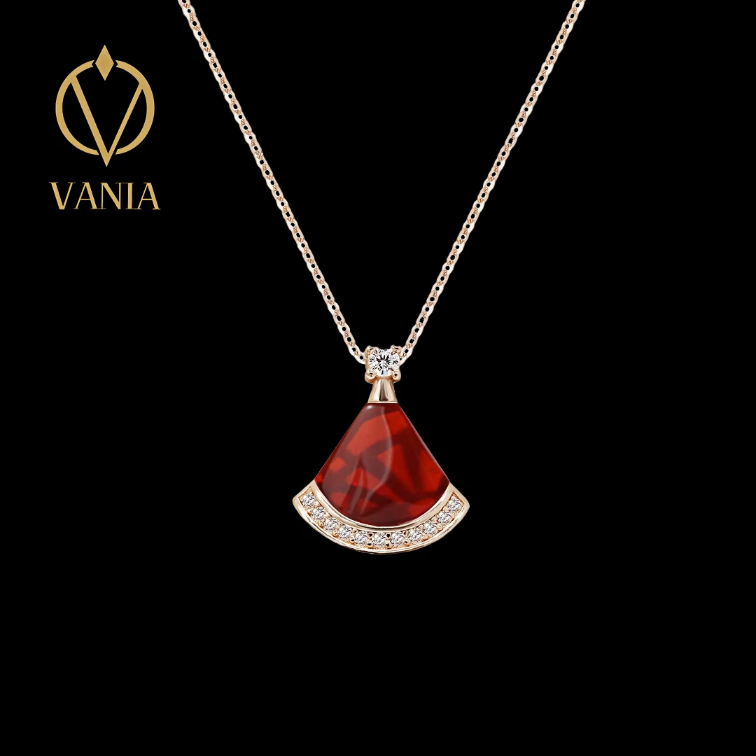 合金锆石项链 VANIA/樊尼娅轻奢时尚小红裙项链金色扇形气质镶钻