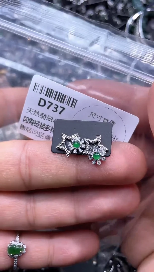 【闪购商品】翡翠颈饰未镶嵌D737耳钉
