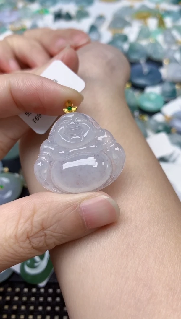 颈饰18K金镶嵌翡翠天然缅甸A货翡翠
