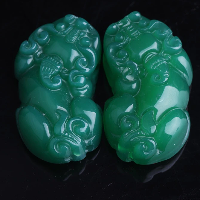 M1110绿玛瑙貔貅吊坠冰种玉髓挂件男女款玉石玉坠