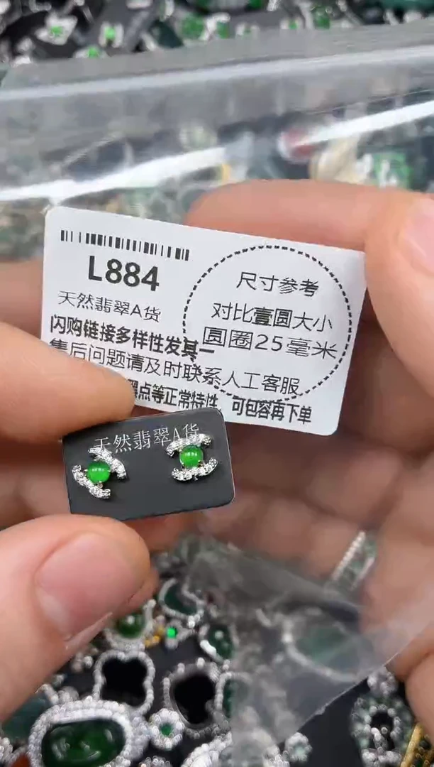 颈饰未镶嵌翡翠L884耳钉