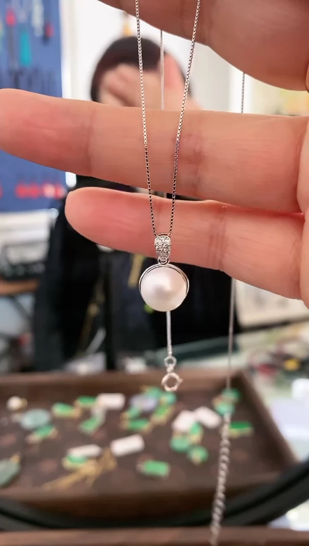 颈饰银S925镶嵌淡水珍珠吊坠