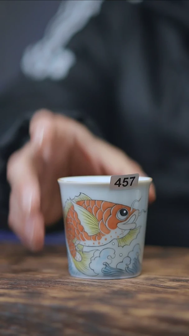 【闪购商品】457景德镇手绘龙鱼单杯
