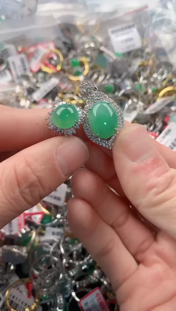 银S925镶嵌戒指翡翠111  2