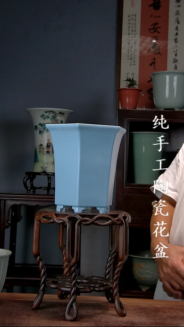 镜*景德镇手工陶瓷花盆