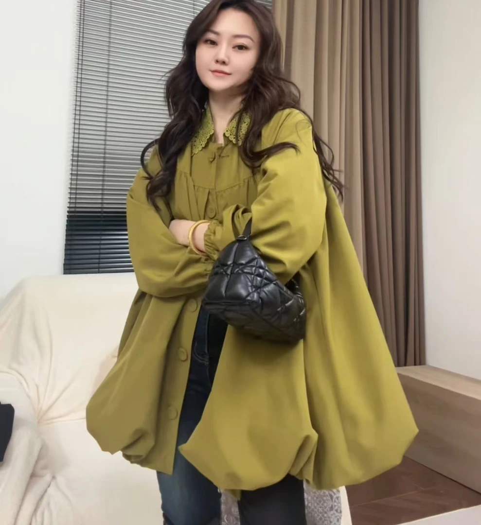 museguhui/木色古汇91856#领口拼接气质百搭秋款时尚风衣外套