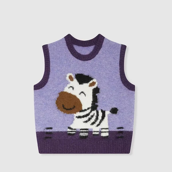 【紫芋斑马】2026秋冬新款针织套头马甲D2463
