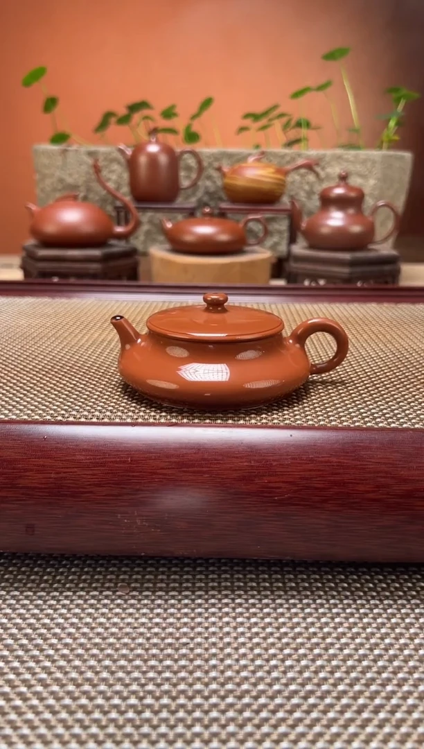 茶壶紫砂超薄胎 扁明炉 原矿朱泥 纯手工