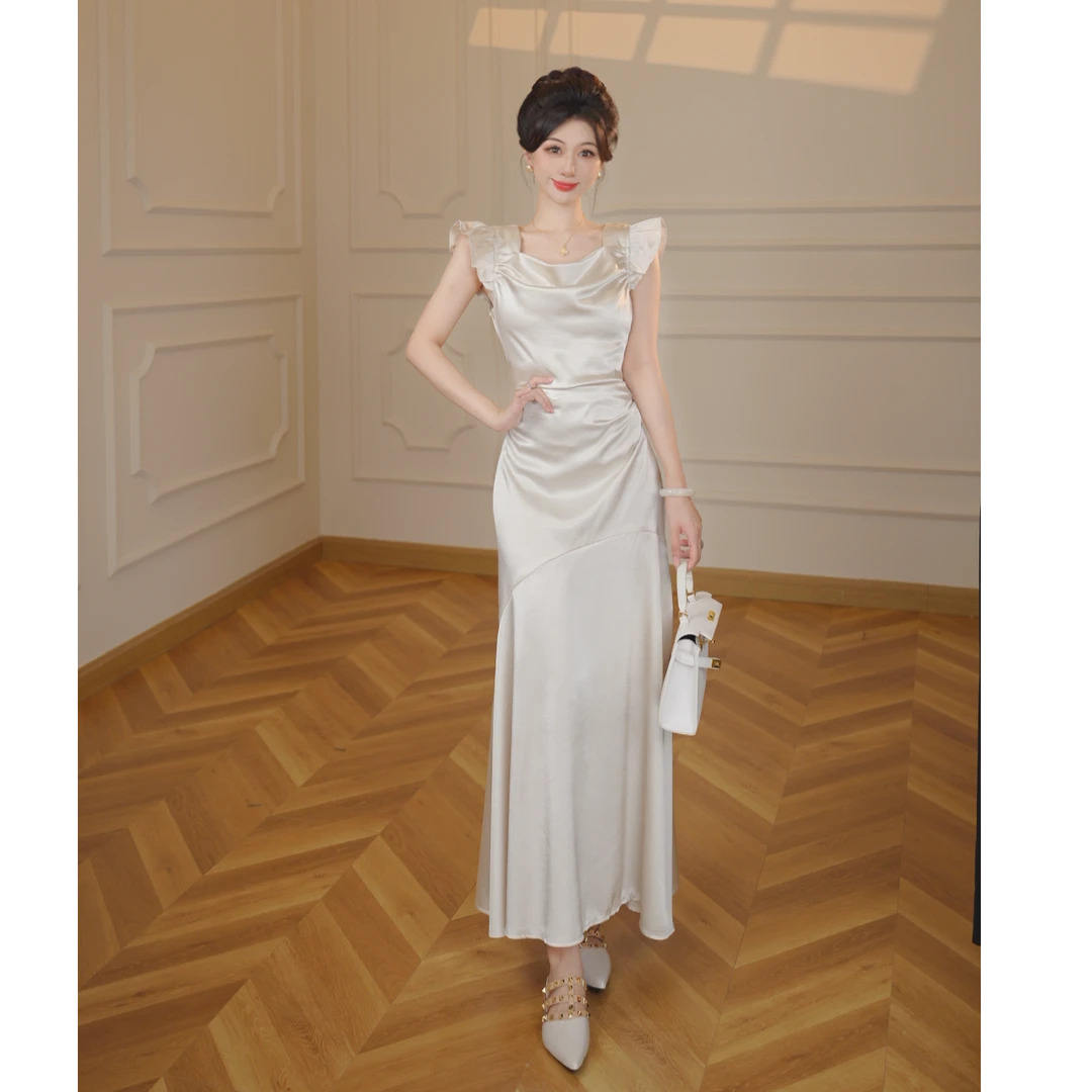 【张小小】法式鱼尾连衣裙高级感领证长裙订婚礼服晚礼服女D3240