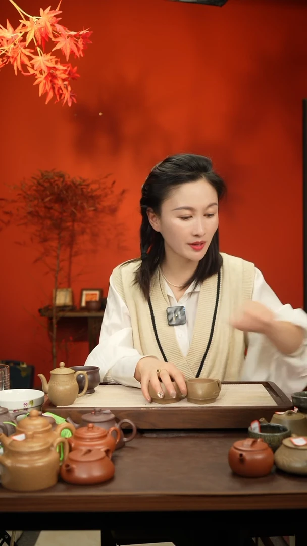 【闪购商品】紫砂茶壶宝山墨绿泥祥云杯一对