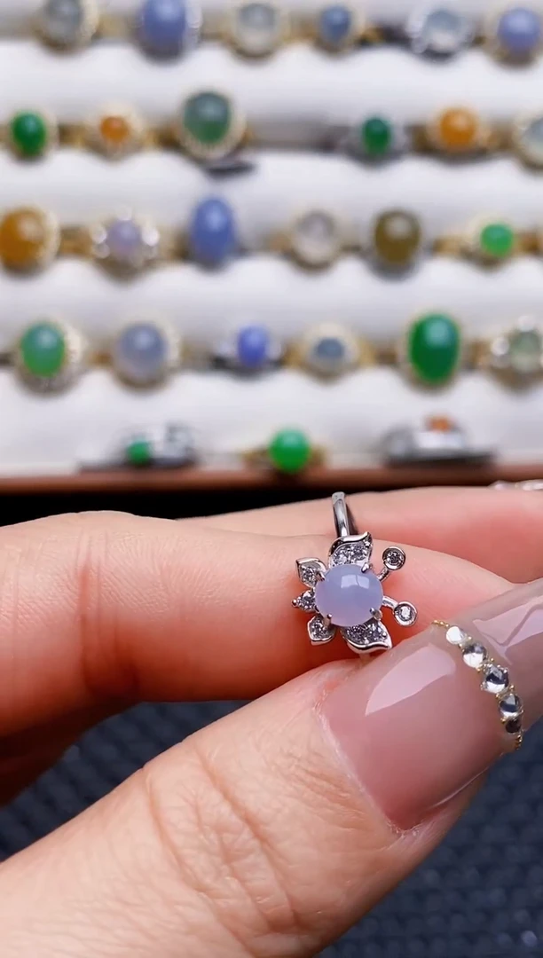 银S925镶嵌戒指翡翠7023