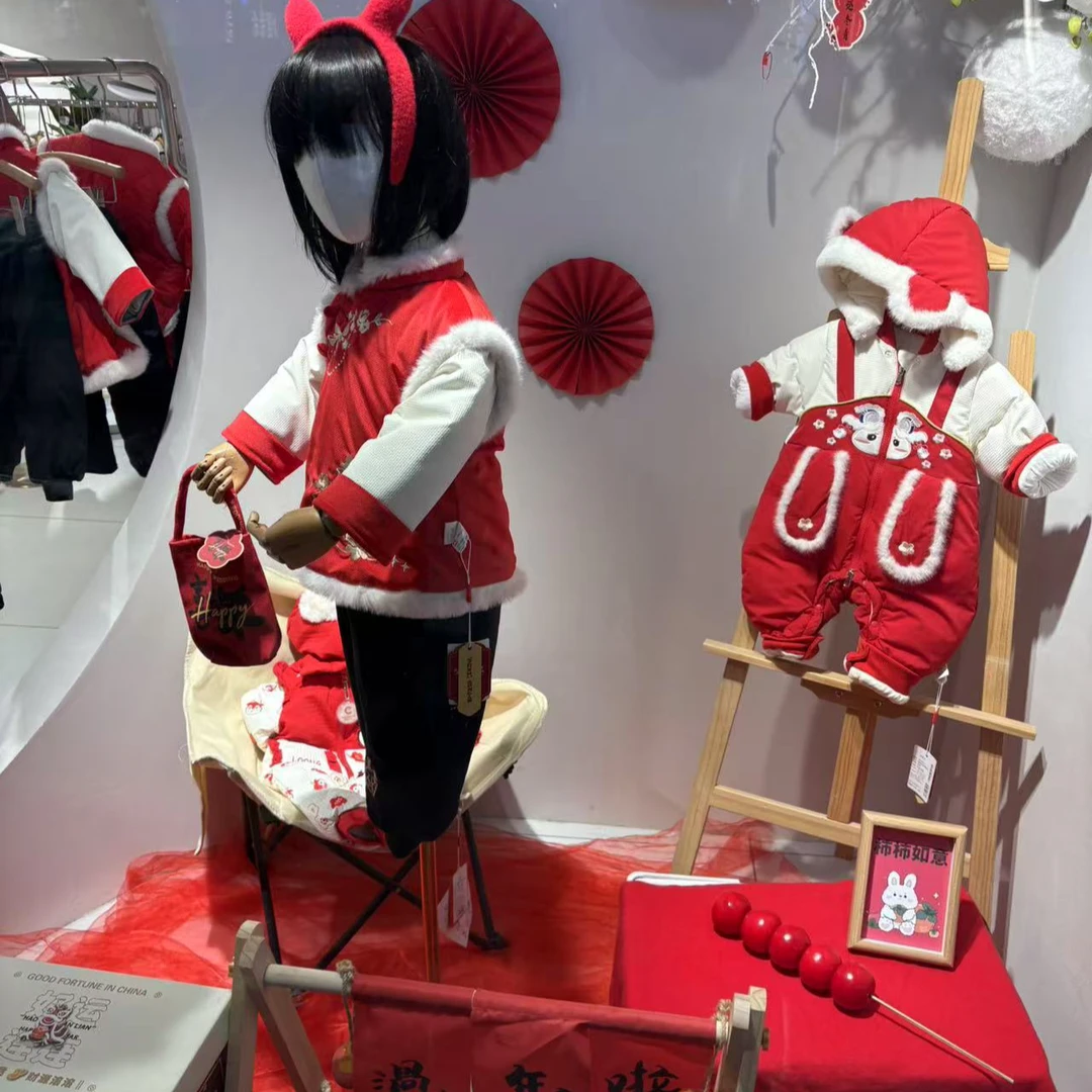 （备注编码）婴儿冬季外出洋气时尚宝宝连体分体保暖拜年服周岁服