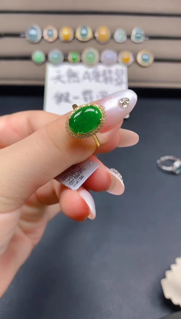 翡翠戒指银S925镶嵌62