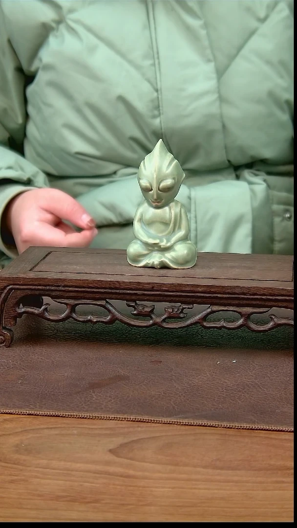 绿釉茶宠摆件