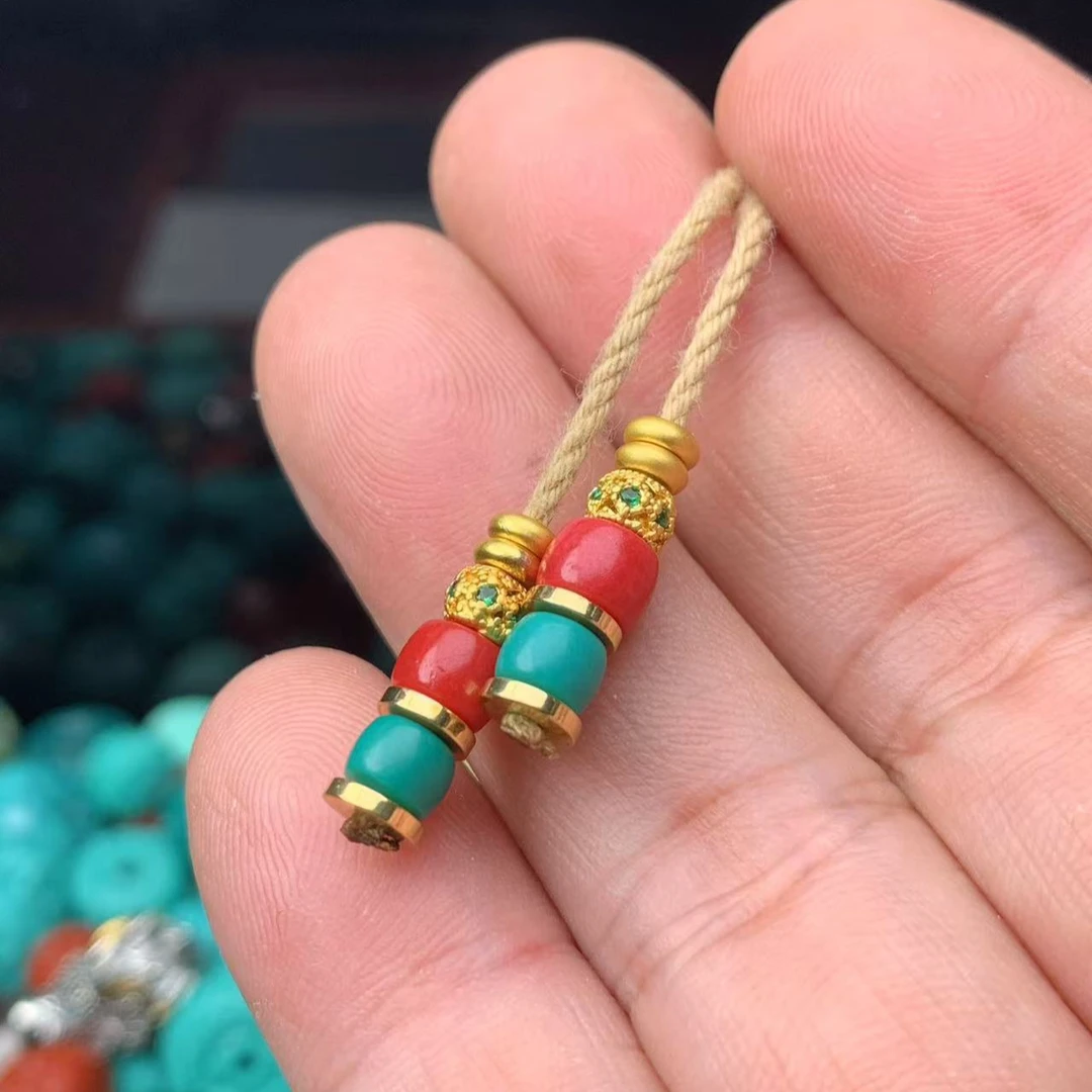 【279】6mm红绿色镶嵌弟子珠文玩配饰