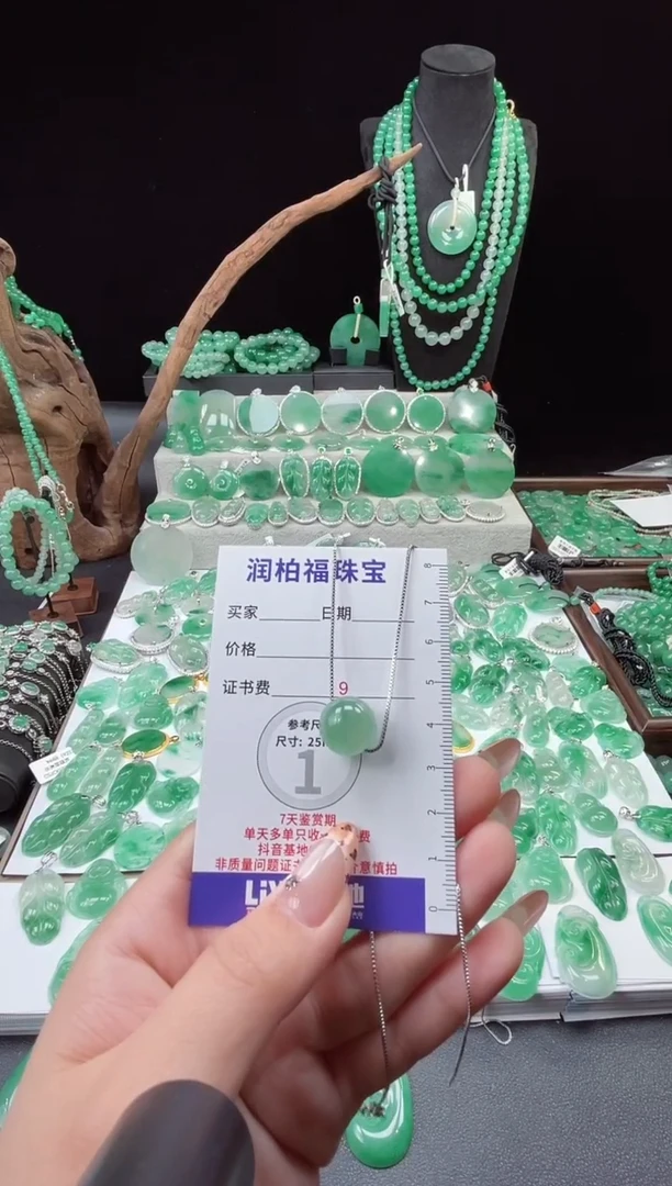 吊坠(赠链)未镶嵌石英质玉（非洲翠）19.205单珠