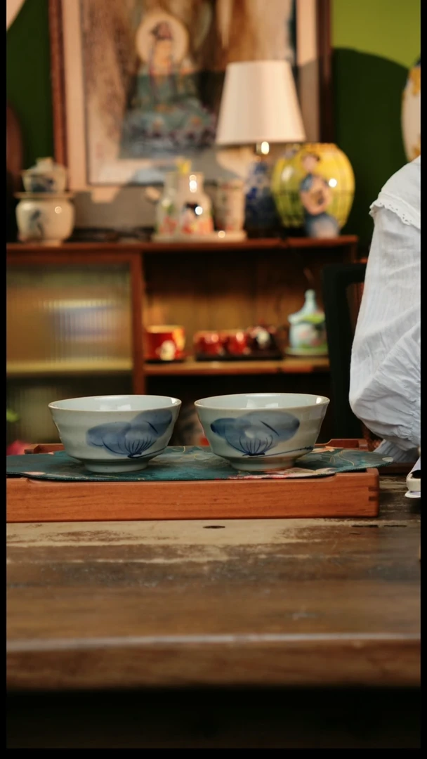 瓷片景德镇纯手工釉下彩精品茶具水杯5