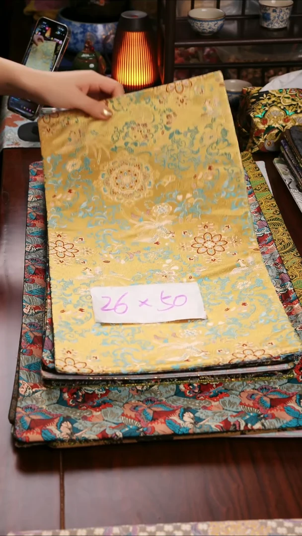 【双凤宝相花黄蓝双面】中国风干泡织锦茶席26*50