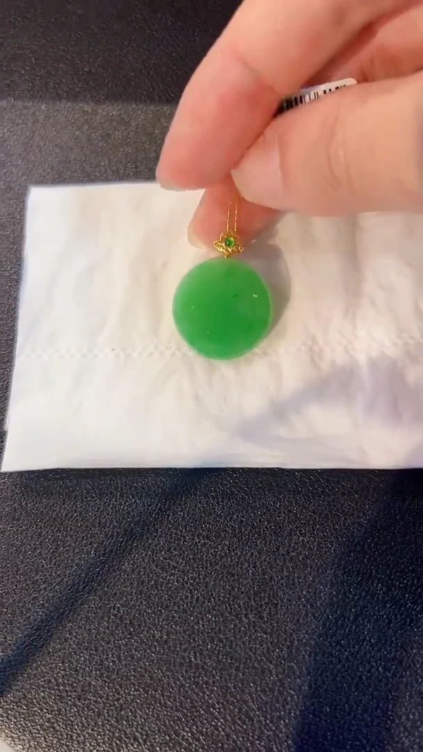 翡翠18K金镶嵌颈饰缅料A货/支持复检/一件