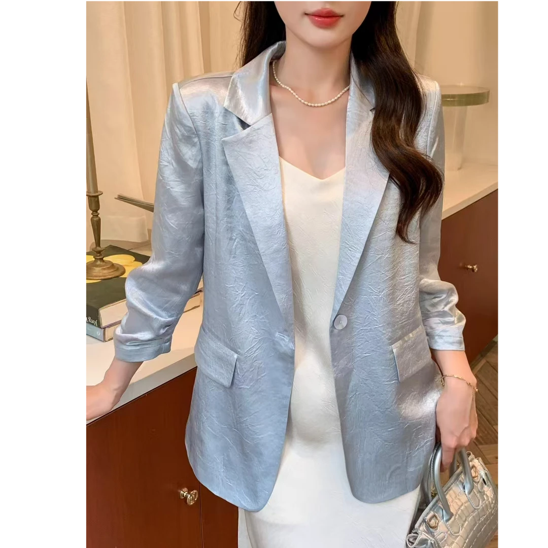 【钰姐精选】吉之8552-醋酸气质显瘦西服短款时尚百搭小众韩版修身