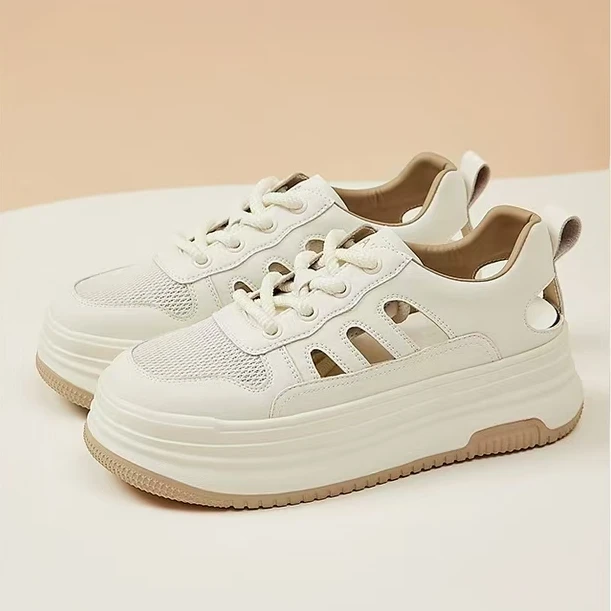 26681   夏季新款时尚舒适百搭厚底镂空网面透气小白鞋