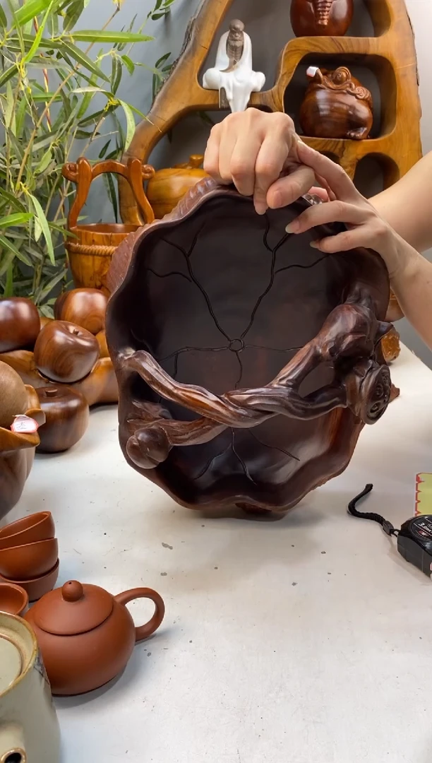 香樟木A97荷花大提篮/尺寸35*26*23