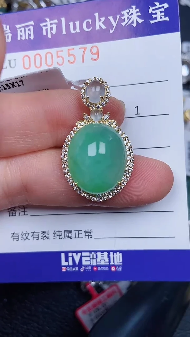 颈饰银S925镶嵌翡翠5579