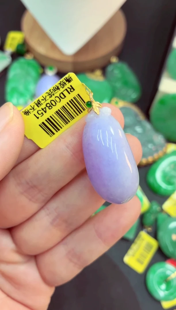 吊坠(不含链)18K金镶嵌翡翠挂件