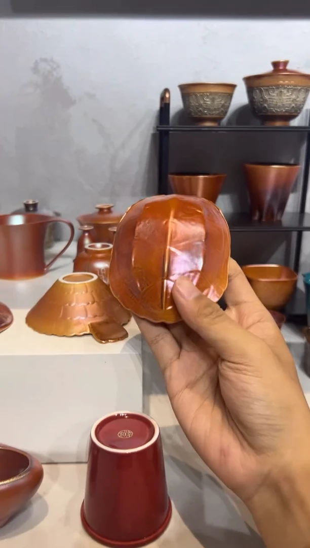 18柴房陶瓷柴烧金玉茶则