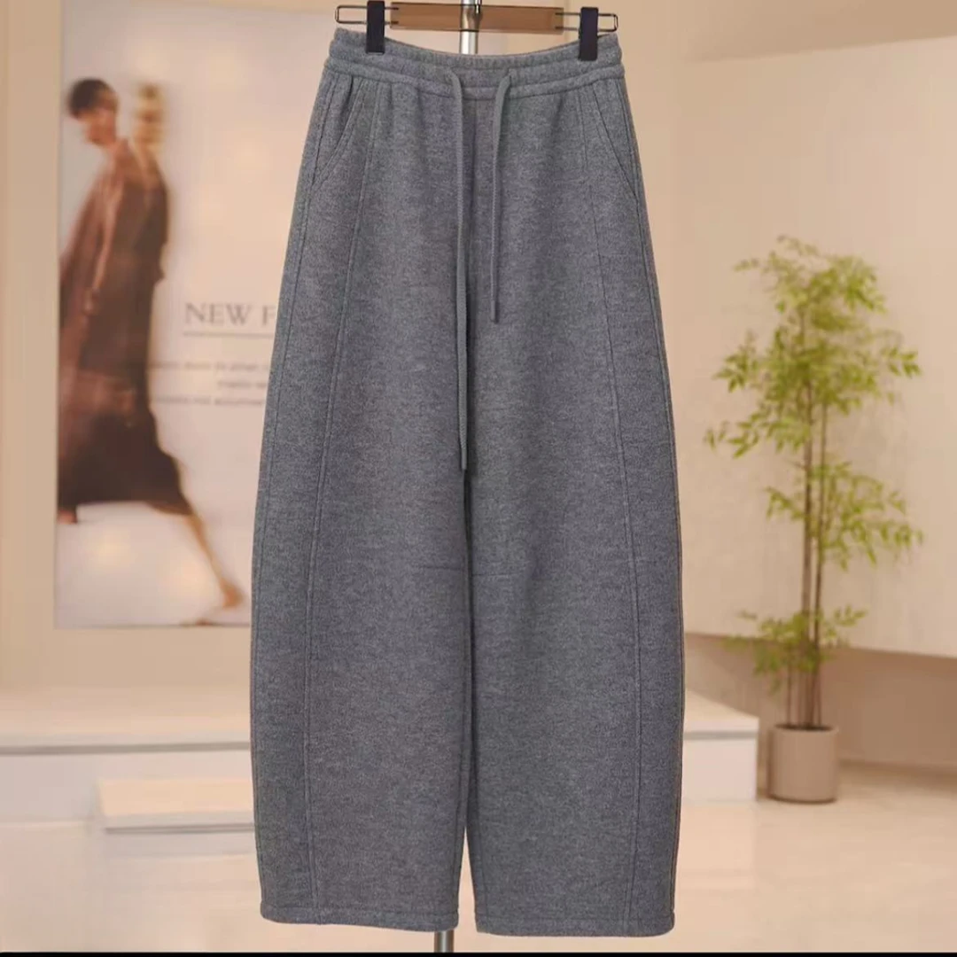 【认准正版】冬季新款百搭时尚高腰羊毛加厚休闲裤