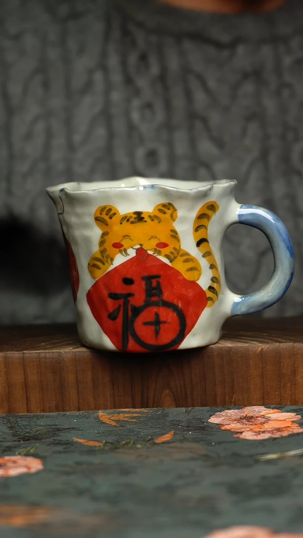 杯釉下彩手工手绘同款陶器