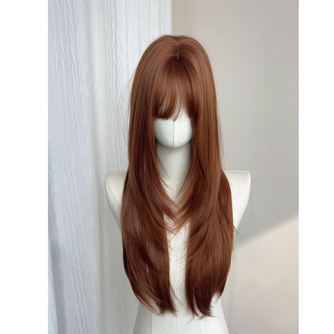 【南瓜贝贝】水舞沙夏日氛围感假发高层次橘棕色韩系多巴胺仿真人发