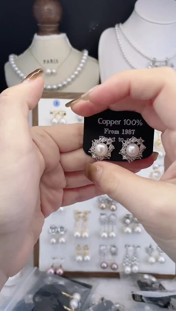 合金耳饰淡水珍珠96