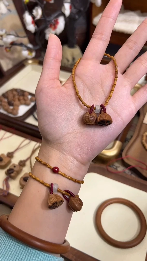 手串桃核【桃缘行】竹节「福气莲莲」桃木桃核辟、挡、驱、护 备注手围