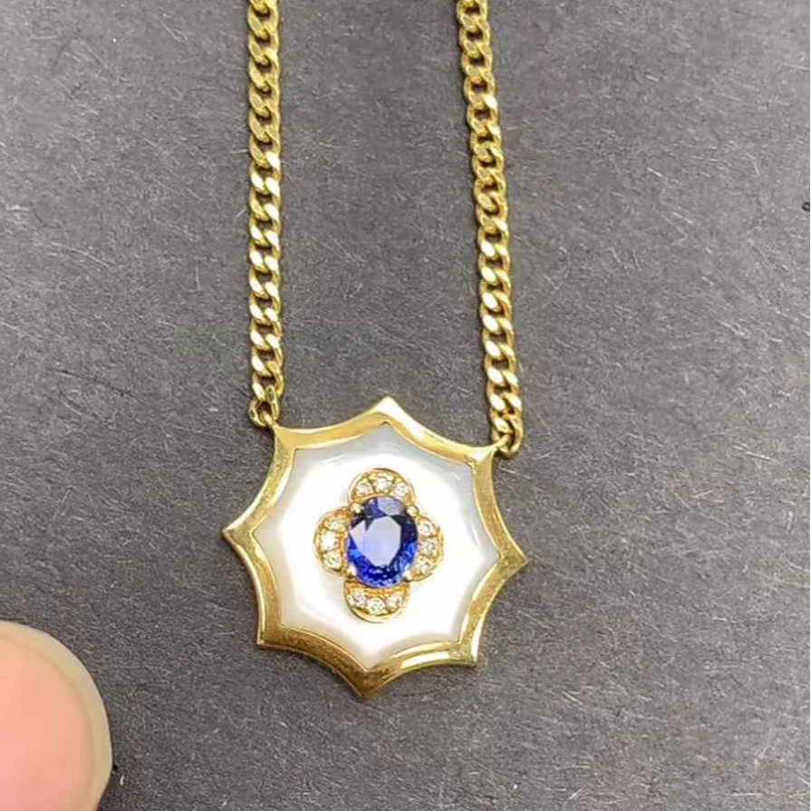 18K金皇家蓝蓝宝石项链35分