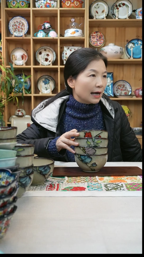 瓷片小可陶瓷高温四只米饭碗