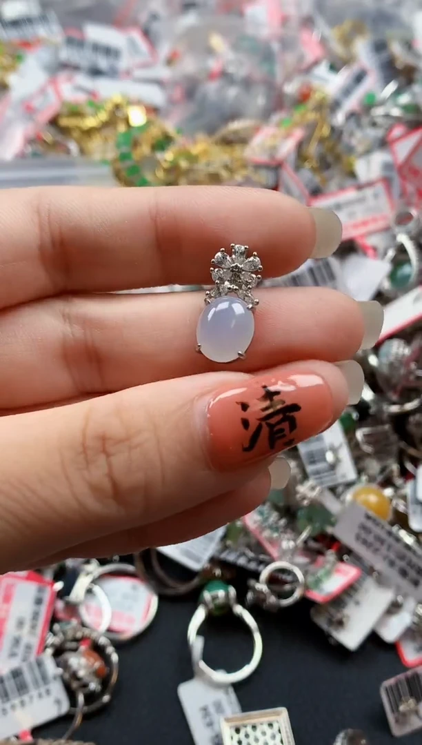 银S925镶嵌戒指翡翠天然A货缅甸翡翠