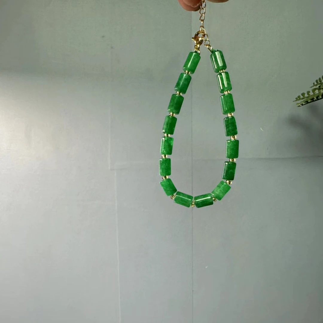 翡翠14k竹节手链手串