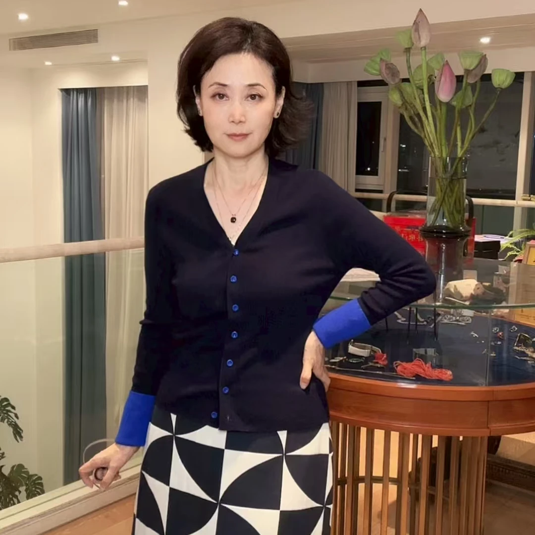 【维姐精选】MQ 撞色拼接全羊毛针织开衫